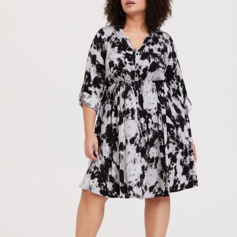 Torrid Women's Mini Challis Button-Front Shirt Dress - 2X